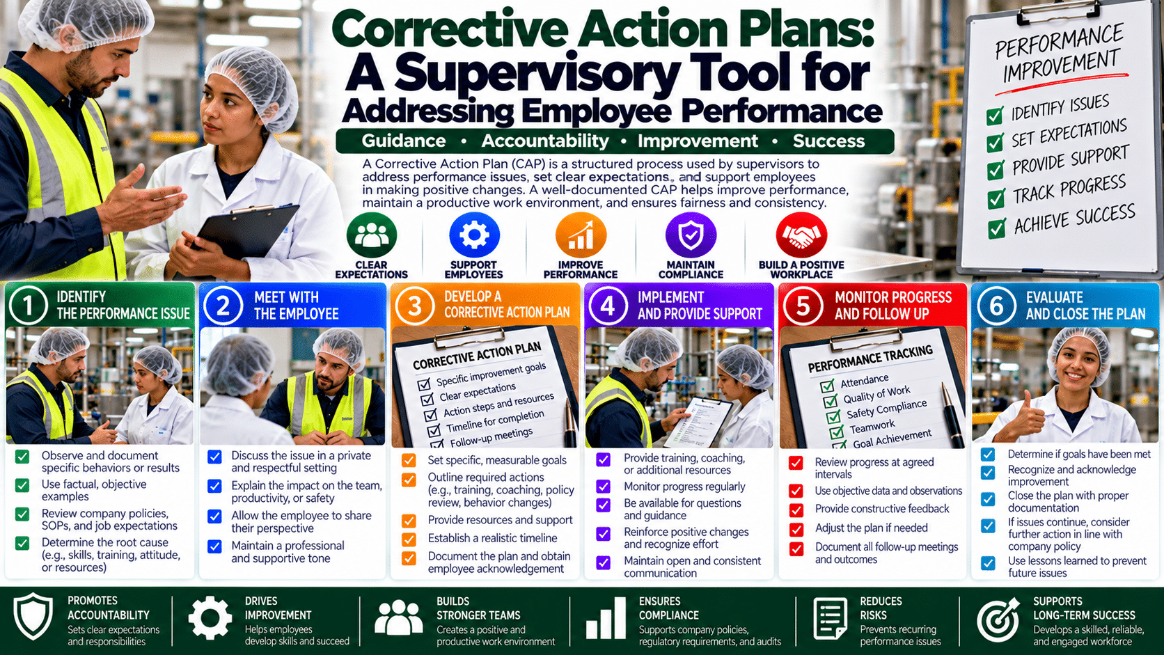 Corrective action plan infographic with supervisors