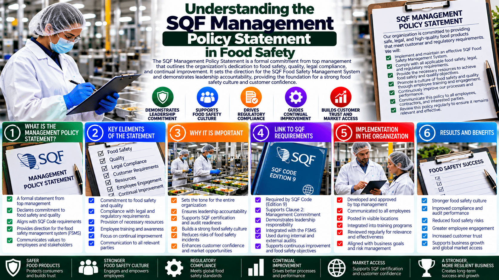 SQF management policy statement food safety infographic