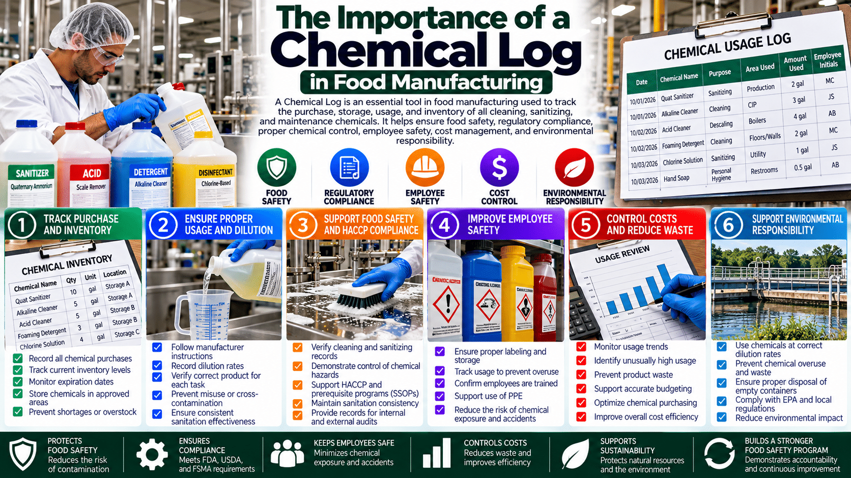 Chemical log infographic for food manufacturing