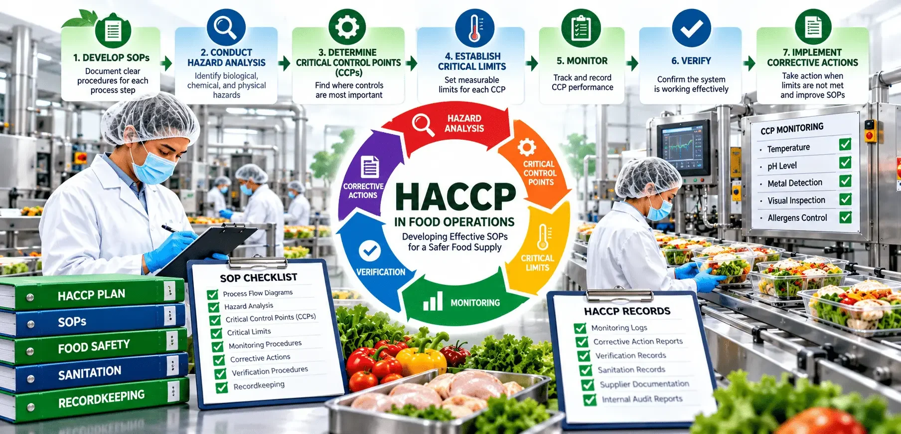 Food processing line with HACCP diagram