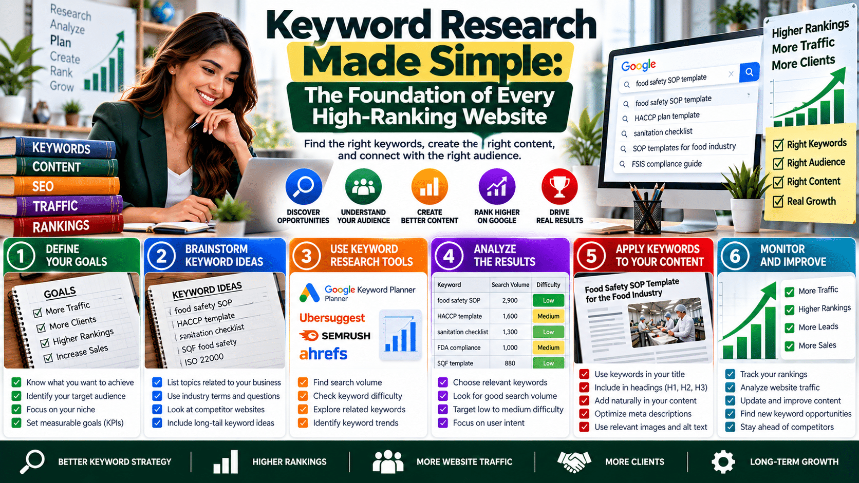 Infographic: keyword research steps and tools