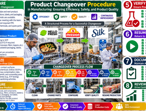 Product changeover process flow infographic
