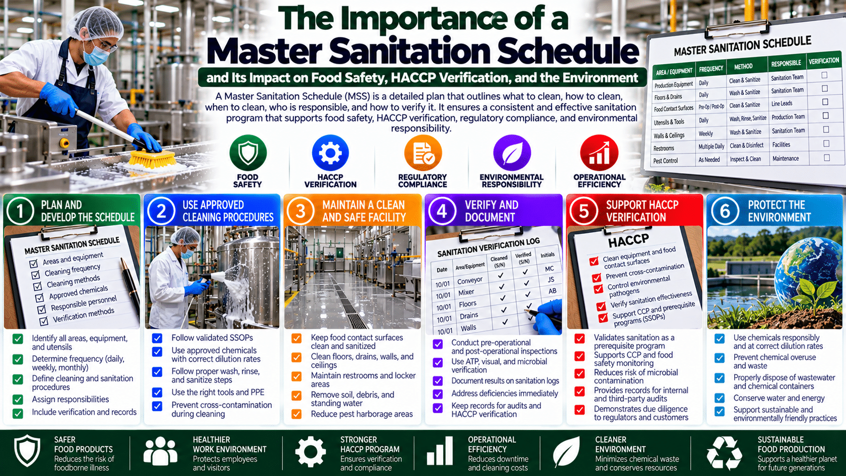 Master sanitation schedule infographic for food safety