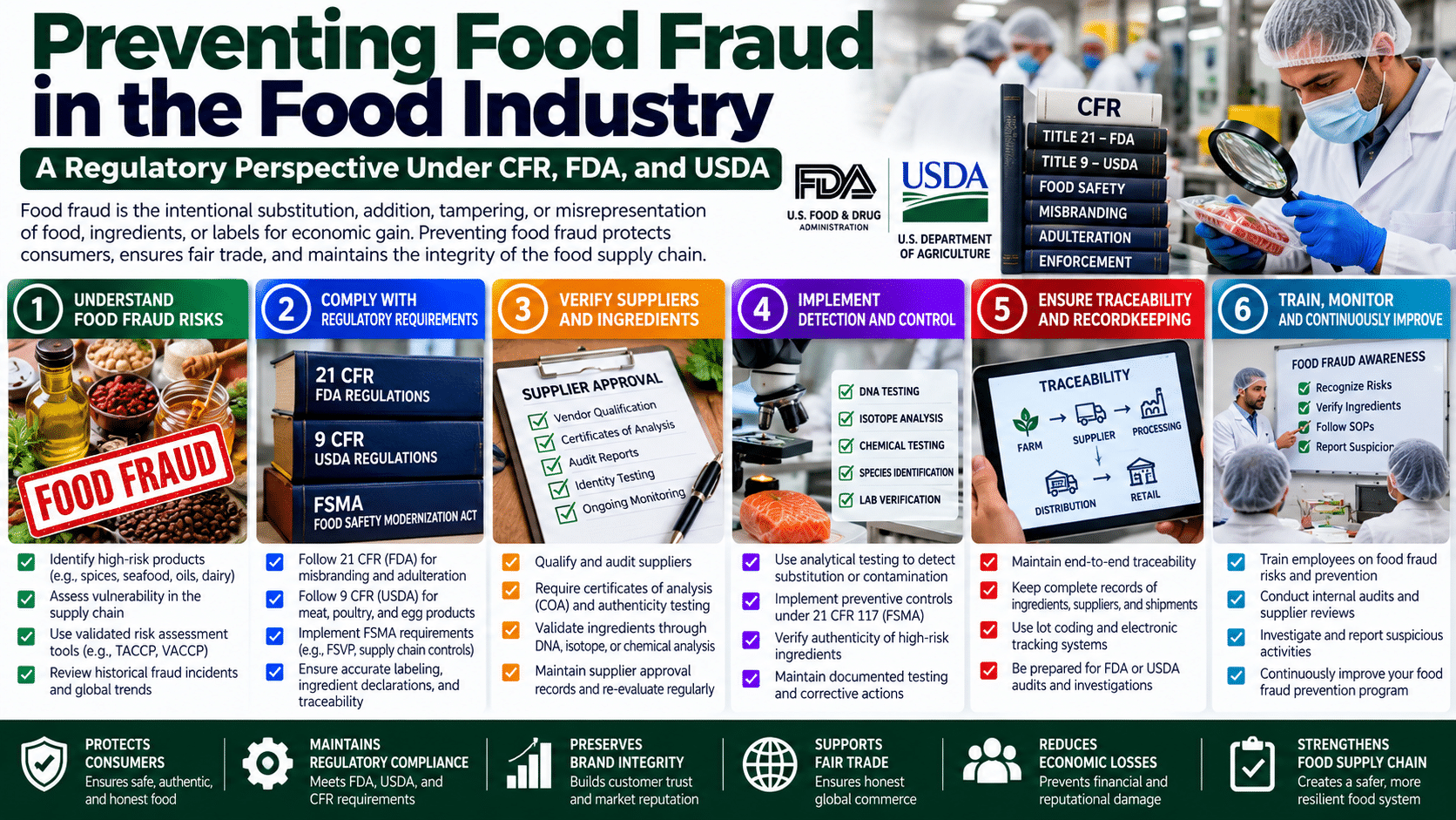 Food industry food fraud prevention infographic