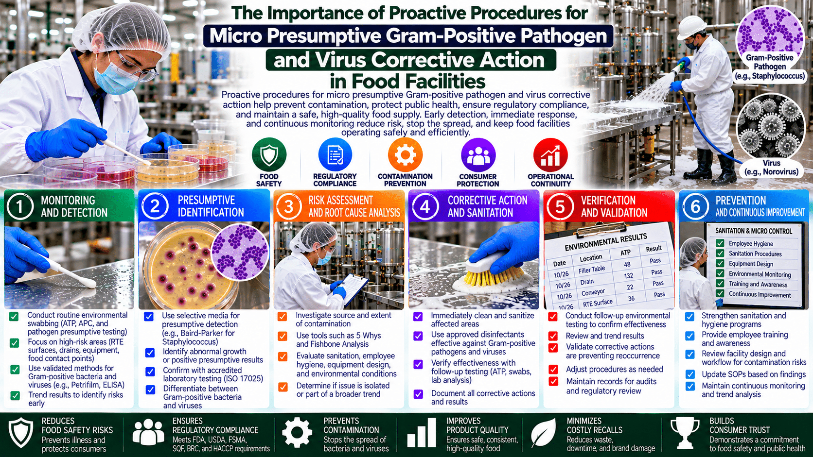 Infographic: gram-positive pathogen and virus corrective actions