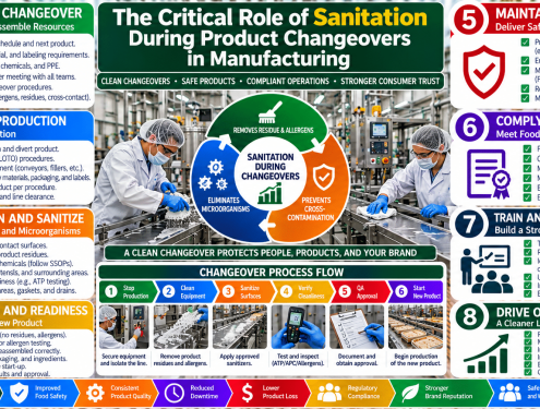 Sanitation during manufacturing changeovers infographic