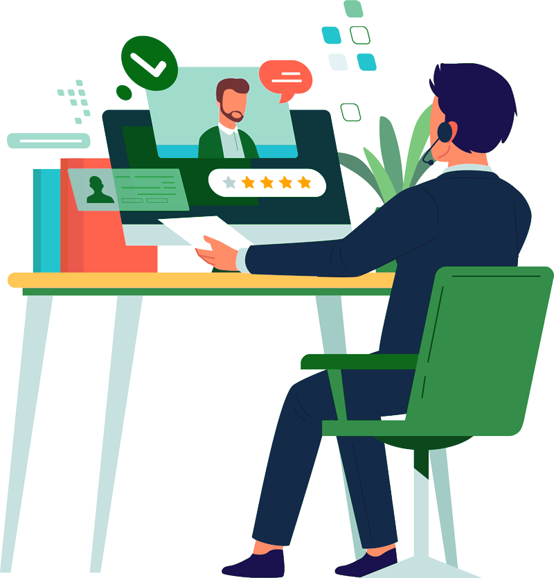 Customer service agent on video call